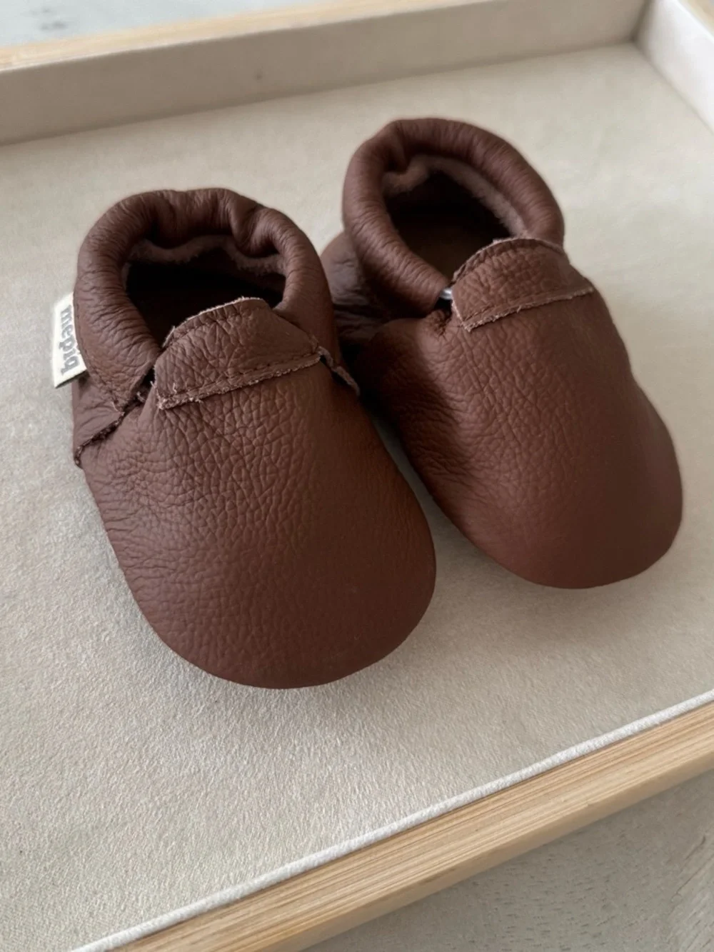 Mepiq Brown Genuine Leather Baby Moccasins Shoes 0-6M Soft Sole